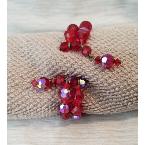 Vintage Ruby Red 2-Strand Beaded Coiled Flex Bracelet - Picture 3 of 5